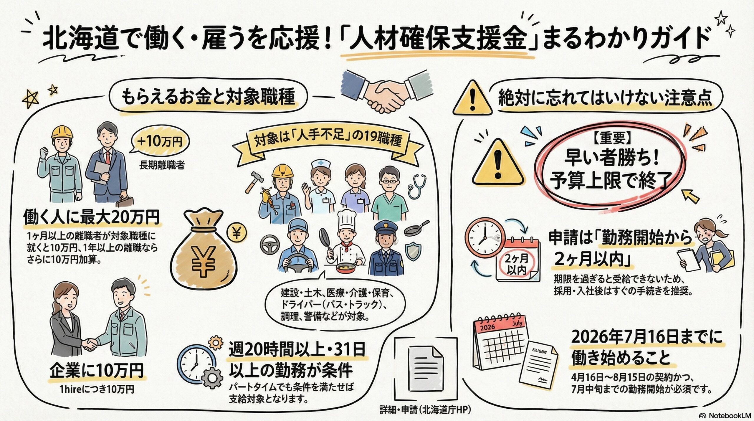 北海道の人材確保奨励金・支援金（人材確保支援事業）2026年版　間もなく開始